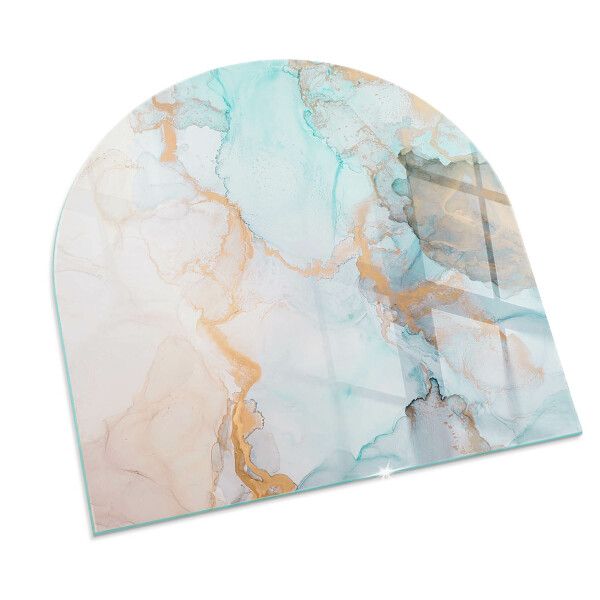 Half round tempered glass hearth Fluid abstract motif