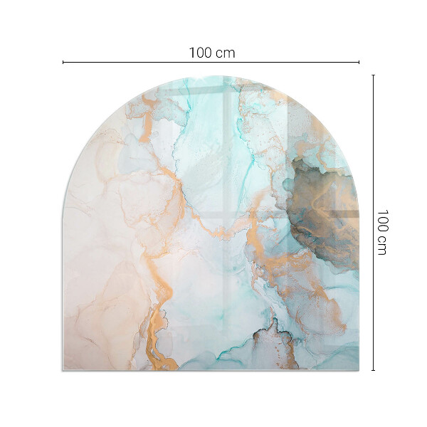 Half round tempered glass hearth Fluid abstract motif