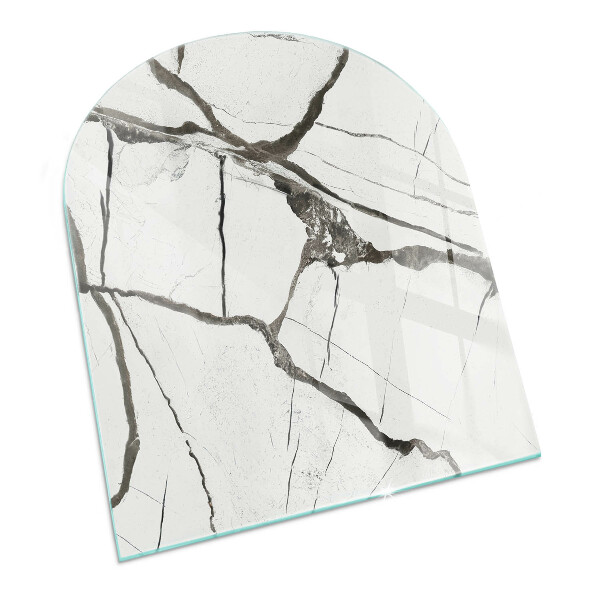 Semi oval glass hearth for stove Marble veins in an elegant style