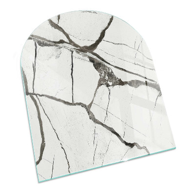 Semi oval glass hearth for stove Marble veins in an elegant style