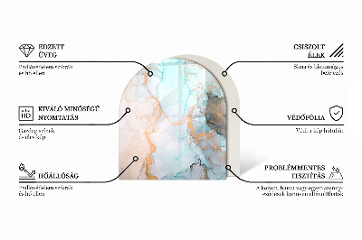 Semi oval glass hearth for stove Marble veins in an elegant style