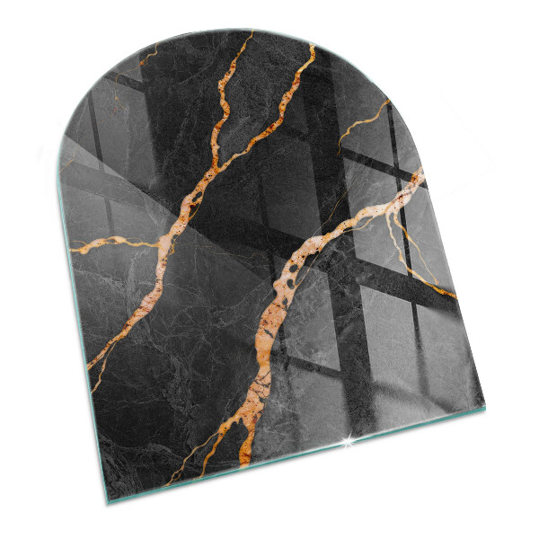 Half round tempered glass hearth Marble style with delicate veining