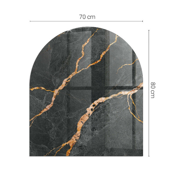 Half round tempered glass hearth Marble style with delicate veining
