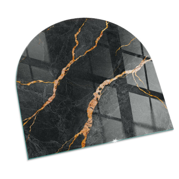 Half round tempered glass hearth Marble style with delicate veining