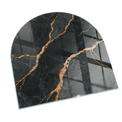 Half round tempered glass hearth Marble style with delicate veining
