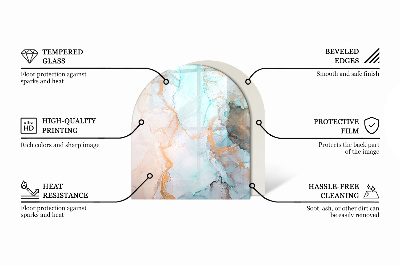 Half round tempered glass hearth Marble style with delicate veining