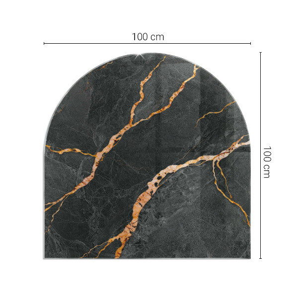 Half round tempered glass hearth Marble style with delicate veining