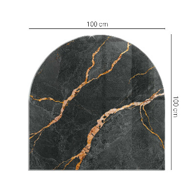 Half round tempered glass hearth Marble style with delicate veining