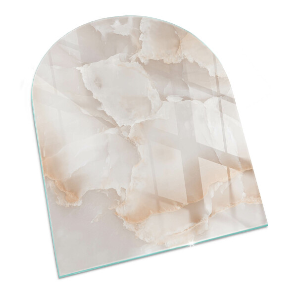 Semi oval glass hearth for stove Stone organic motif