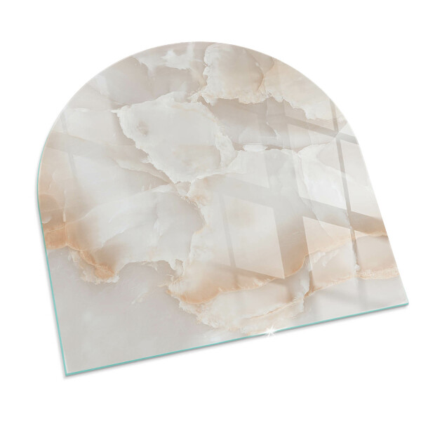 Semi oval glass hearth for stove Stone organic motif
