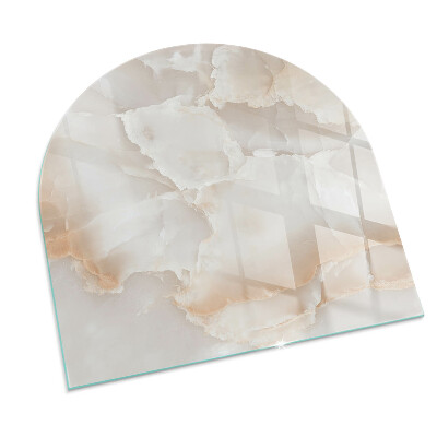 Semi oval glass hearth for stove Stone organic motif