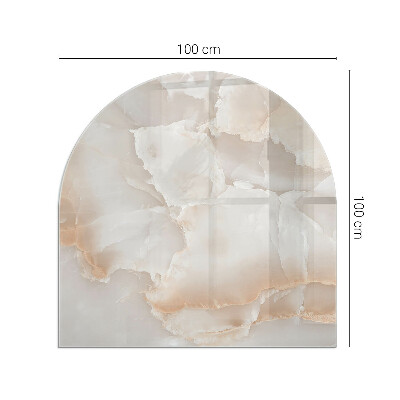 Semi oval glass hearth for stove Stone organic motif