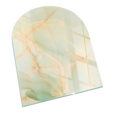 Half round glass hearth Abstract marble motif