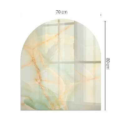 Half round glass hearth Abstract marble motif