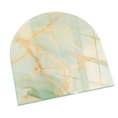 Half round glass hearth Abstract marble motif