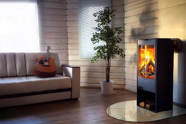 Half round glass hearth Abstract marble motif