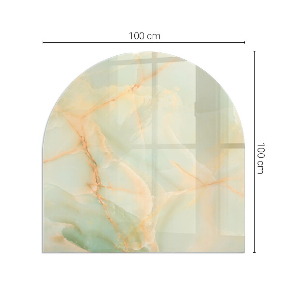 Half round glass hearth Abstract marble motif