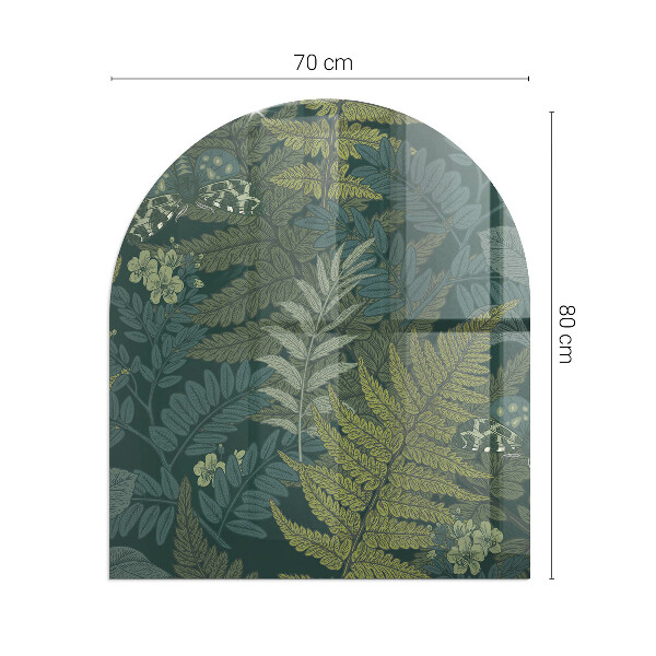 Semi oval glass hearth for stove Plant patterns with butterflies