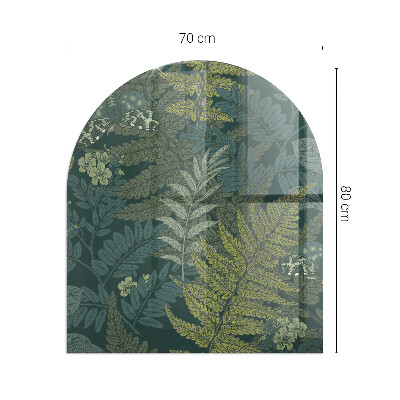 Semi oval glass hearth for stove Plant patterns with butterflies