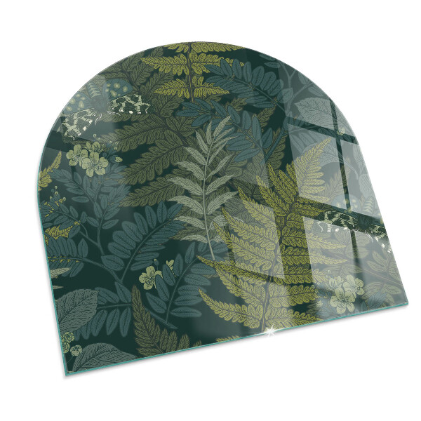 Semi oval glass hearth for stove Plant patterns with butterflies