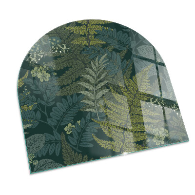 Semi oval glass hearth for stove Plant patterns with butterflies