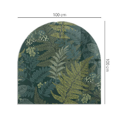 Semi oval glass hearth for stove Plant patterns with butterflies