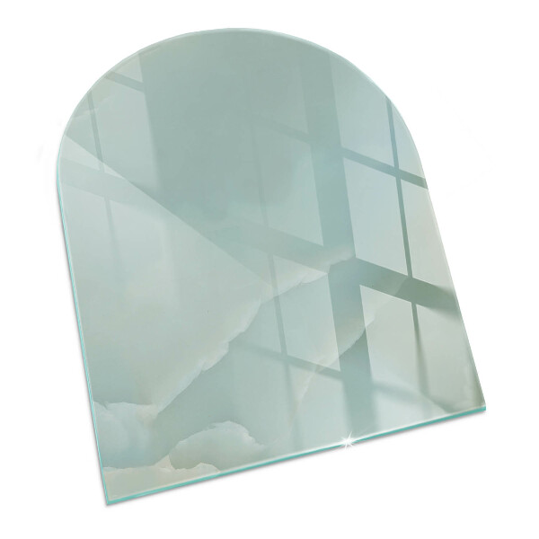 Half round tempered glass hearth Marble motif in subtle tones