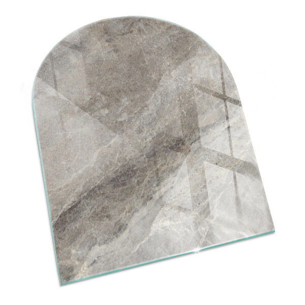 Half round tempered glass hearth Stone-inspired pattern