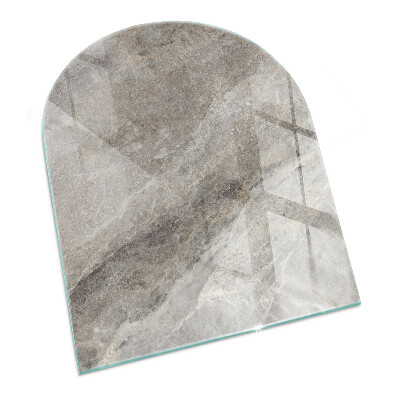Half round tempered glass hearth Stone-inspired pattern