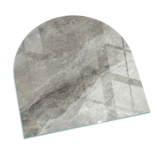 Half round tempered glass hearth Stone-inspired pattern