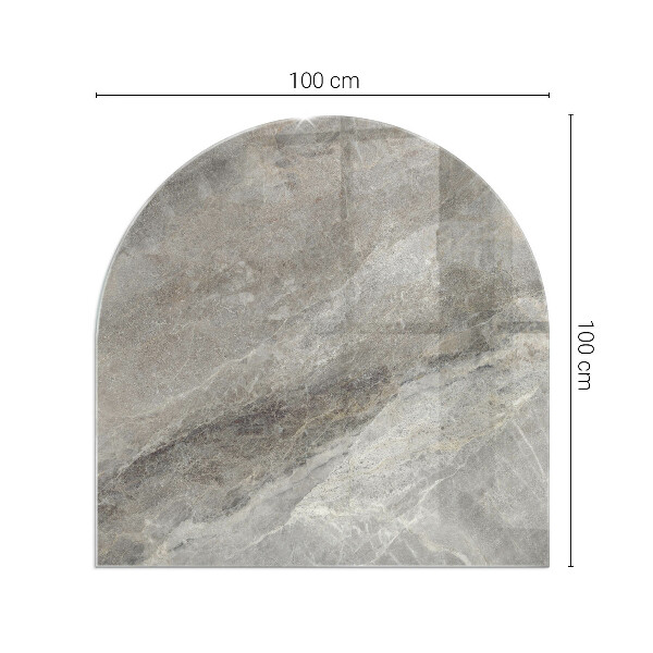 Half round tempered glass hearth Stone-inspired pattern