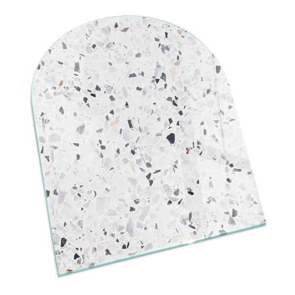 Half round tempered glass hearth Stone pattern with small accents