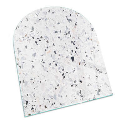 Half round tempered glass hearth Stone pattern with small accents