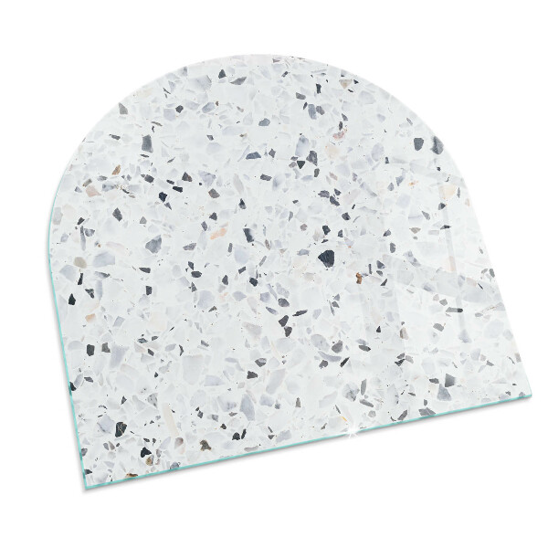 Half round tempered glass hearth Stone pattern with small accents
