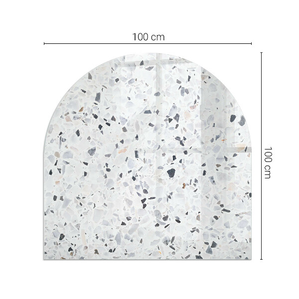 Half round tempered glass hearth Stone pattern with small accents