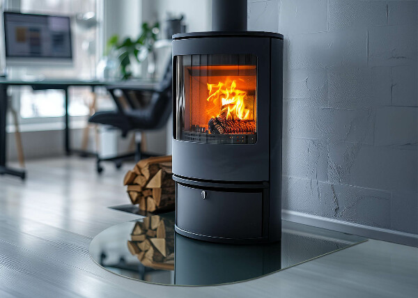 Semi oval glass hearth for stove Sea Color