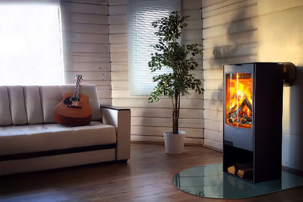 Semi oval glass hearth for stove Sea Color