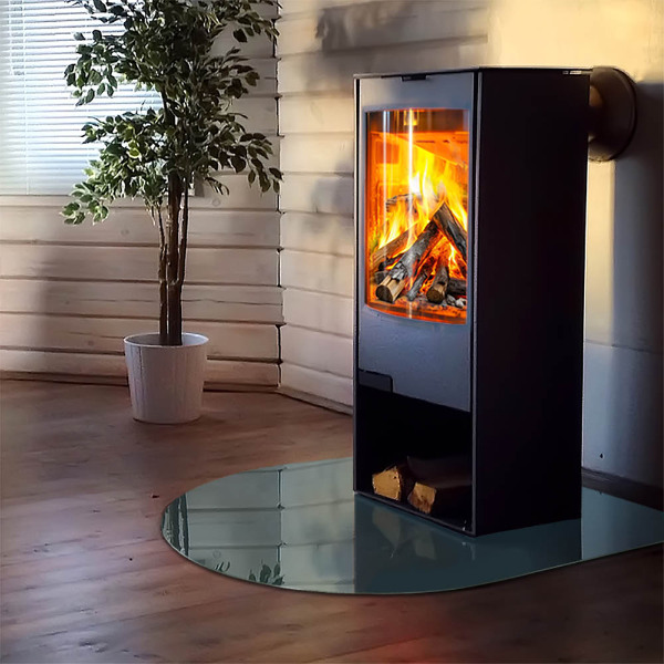 Semi oval glass hearth for stove Sea Color