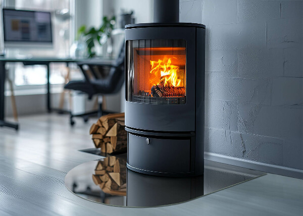 Half round glass hearth Color: Gray-brown