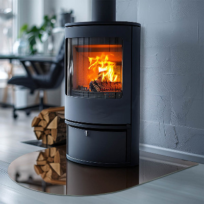 Half round tempered glass hearth Color Brown