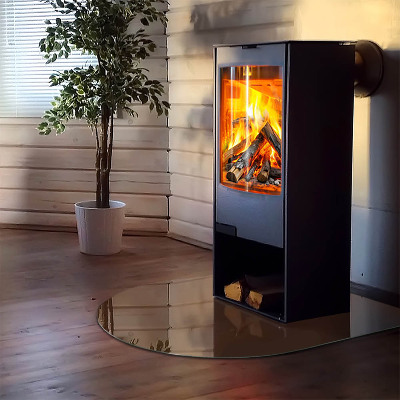 Half round tempered glass hearth Color Brown
