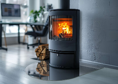 Semi oval glass hearth for stove Color: Dark Blue