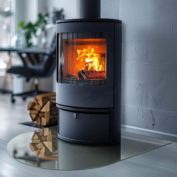 Half round glass hearth Gray-green color