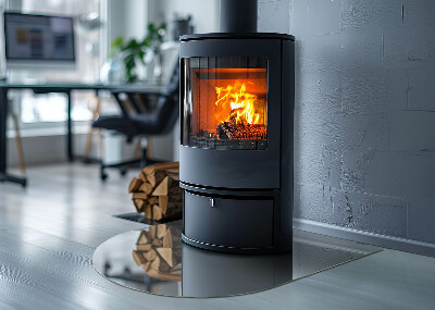 Semi oval glass hearth for stove Color Gray