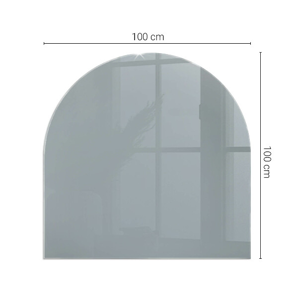 Semi oval glass hearth for stove Color Gray