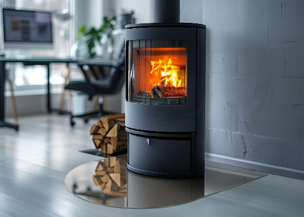 Half round glass hearth Color Brown