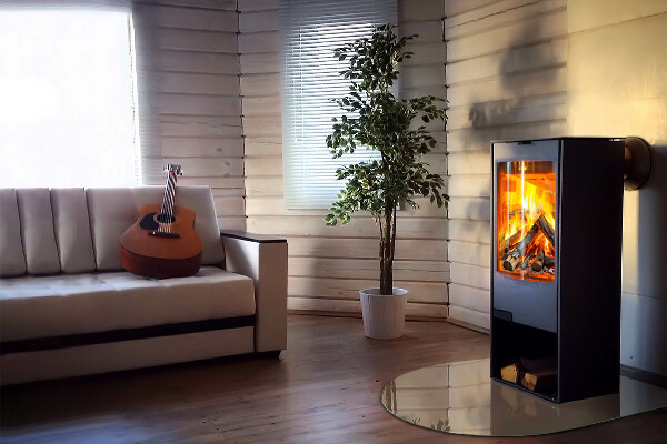 Semi oval glass hearth for stove Color Brown