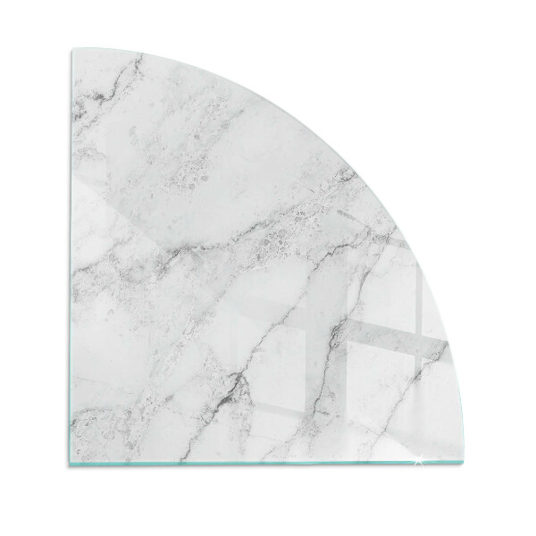 Corner glass hearth for wood burner Marble accents with delicate veining
