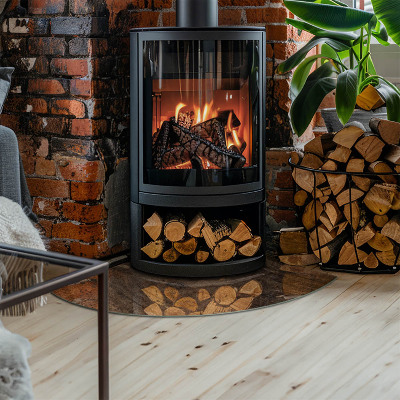 Quarter glass hearth stove Pine wood pattern