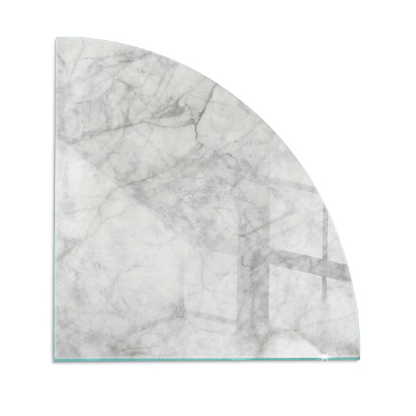 Corner glass hearth for wood burner Marble texture in an elegant style